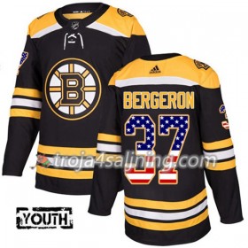 Boston Bruins tröja Patrice Bergeron 37 Adidas 2017-2018 Svart USA Flag Fashion Authentic - NHL Tröjor Barn